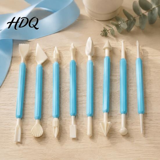 Professional Baking Accessories 8PCS Fondant Sculpting Tool Set DIY Cake Decorating Kit with Ergonomic Non-slip Handles Modeling Flower And