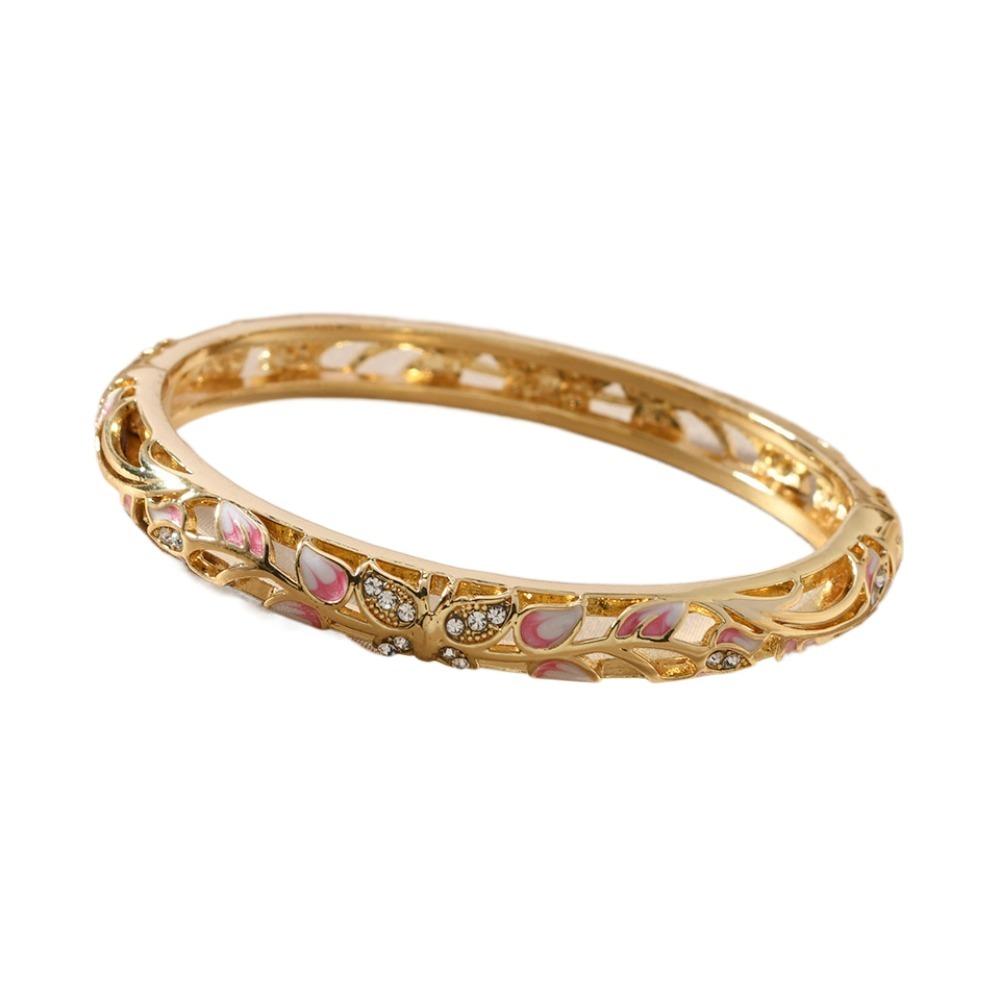 Shiny Vintage Cloisonne Bangle Ethnic Hollow Out Flower Bangle Drip Oil Enamel Bracelet  Girls