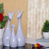Lucky Deer Statue Family Piano Finish Ceramic Figures Deer Couple showpiece Decorative Showpiece - 25 cm  (Polyresin, Grey)