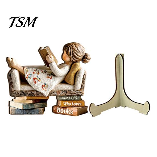 Fine Craftsmanship Decorative Items Wooden Reading Desktop Ornaments for Home Office Decor, Minimalist Figurine, Corrosion-resistant Nordic