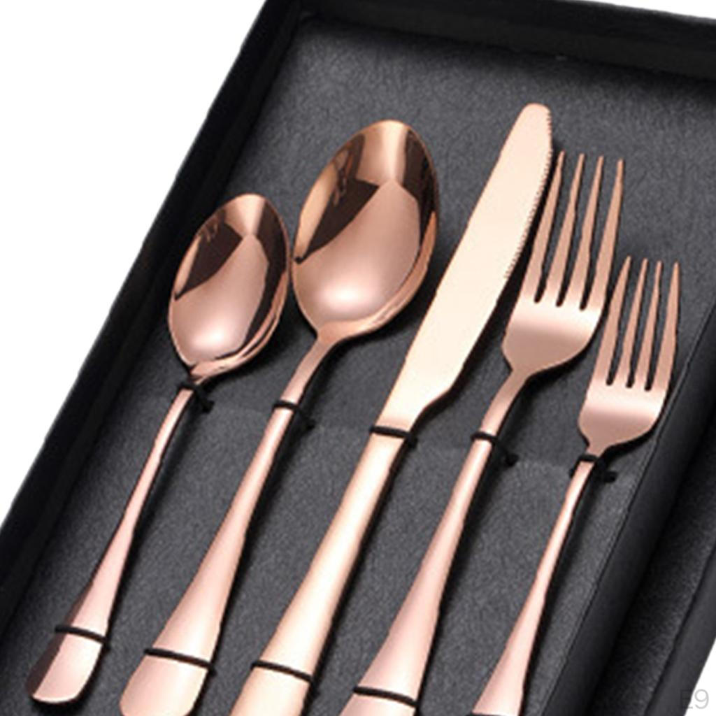 5Pcs Portable Stainless Steel Flatware Reusable Tableware Lightweight Backpacking Cutlery Dinnerware