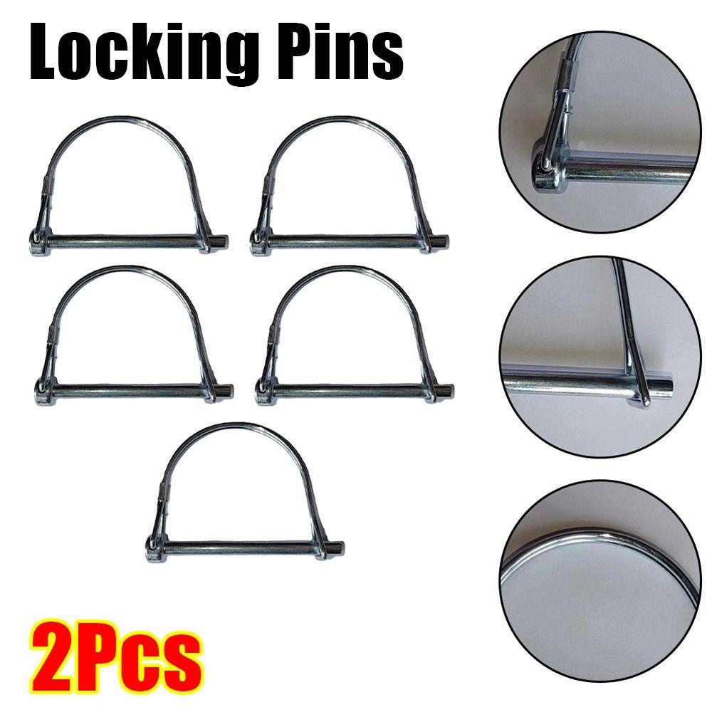 2 stk Galvaniserte låsepinner med fjærlåsring Splittet spennstift Slitesterk rørformet sammenleggbar pin