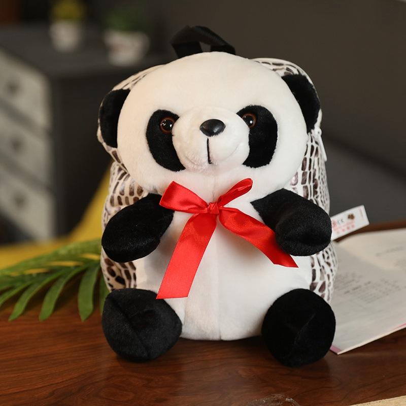 Cartoon Panda Bag Plush Toy Panda Doll Children'S Schoolbag Bear Backpack Ragdoll Birthday Gift