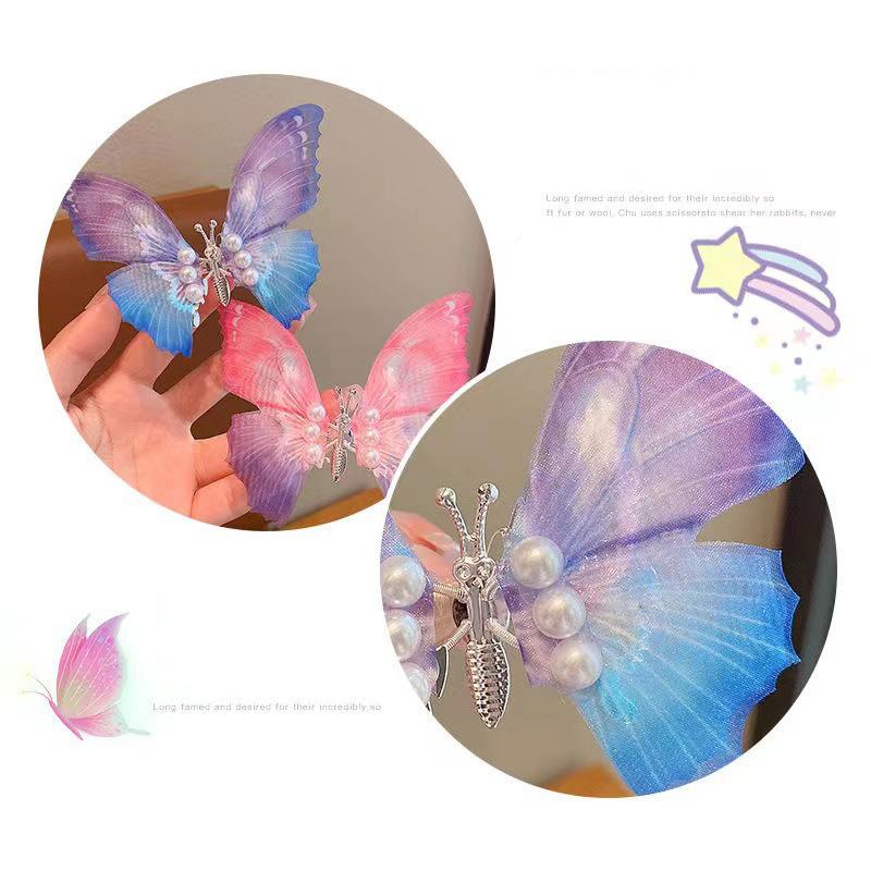 Colorful Glitter Big Butterfly Hair Clip Beautiful Moving Wings Pearl Hairpin For Hairgrip Barrette Hair Accessories
