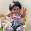 24 Inch Black Skin Reborn Baby Dolls Suesue Soft Cloth Body Real Life Newborn Dolls Handmade Rooted Curly Hair Realistic Baby Dolls for Kids Xmas Gift