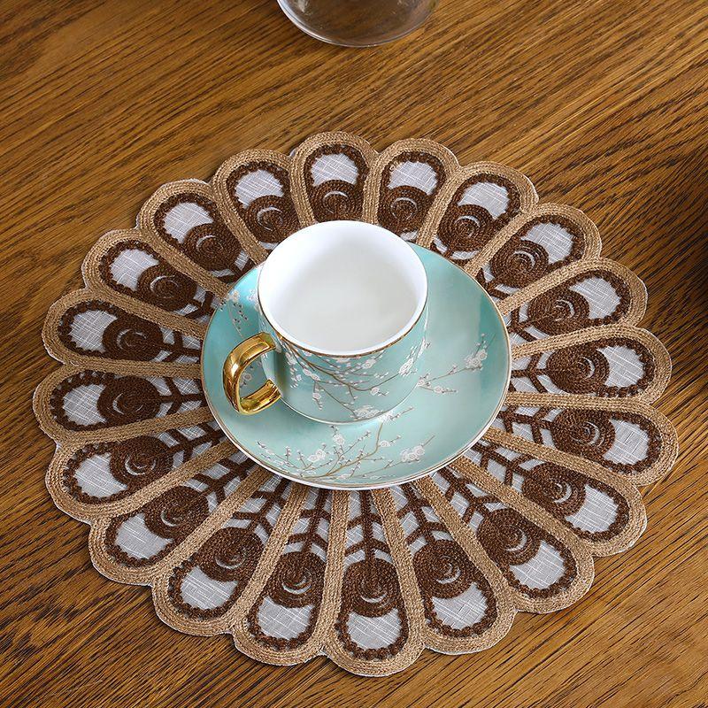 Lätt Lyx Broderi Lyxig Cirkulär Matskiva Bordsunderlägg Tallriksunderlägg, Vasunderlägg Bordslampa Underlägg Koppunderlägg Smyckesunderlägg Hem Retro Anti Skållningsunderlägg