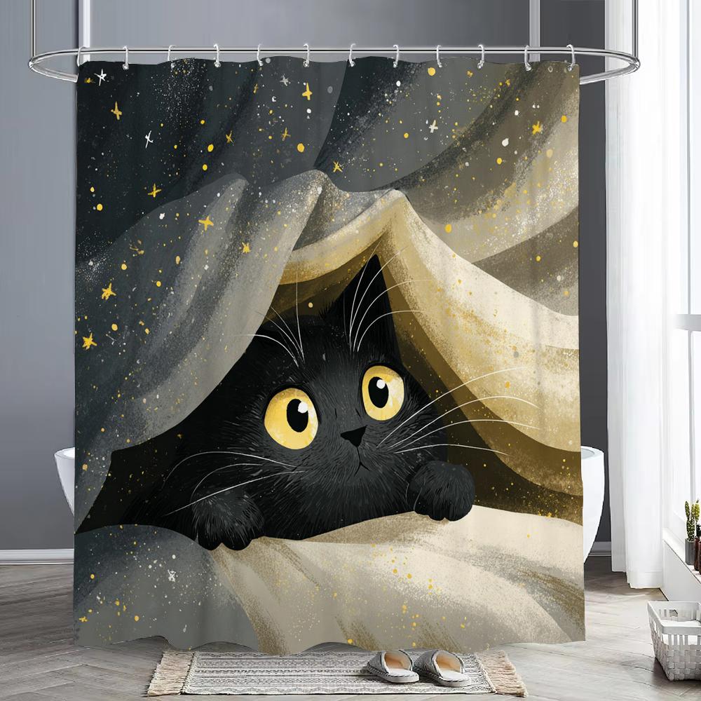Cat Dog Cow Shower Curtain Set Cute Animal Bathroom Curtains Fabric Christmas Home Bathroom Decor Bathroom Accessories Set