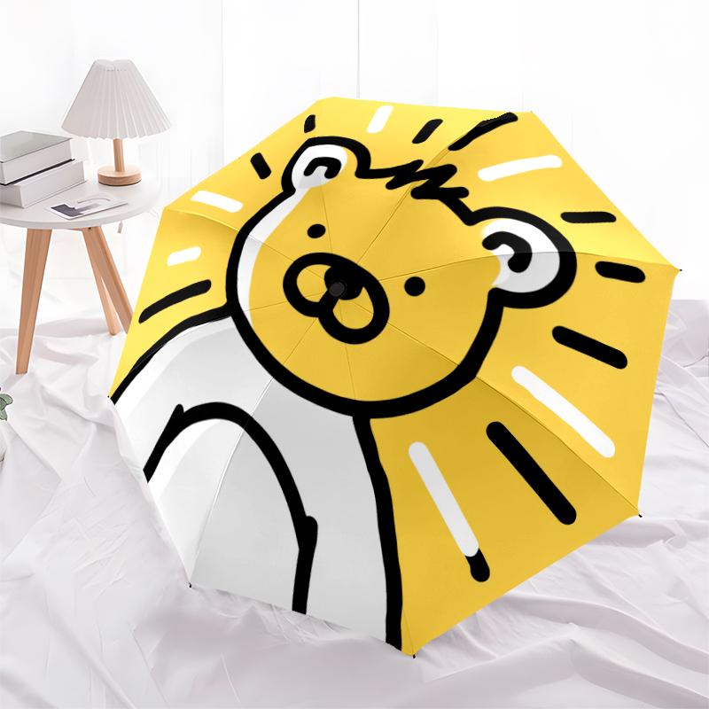 Bear pattern, automatic folding umbrella, portable and foldable design, 8 ribs, a Christmas or birthday gift.