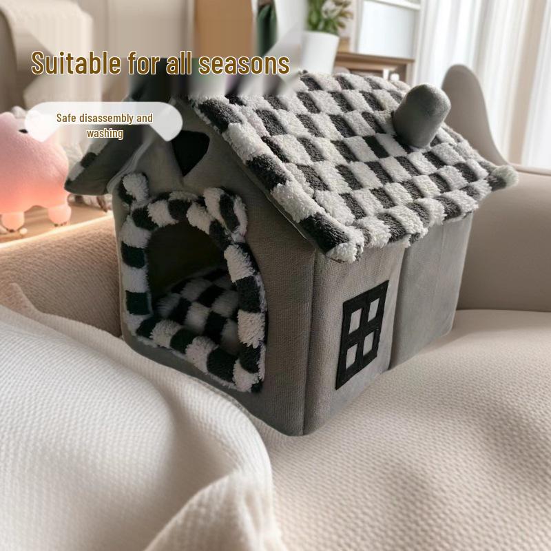 Four Seasons Warm Pet House: Removable & Washable Bed for Cats and Small Dogs