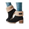 Foreign trade short tube velvet medium heel snow boots women's fur integrated women's cotton boots winter thickened large size flip cotton boots