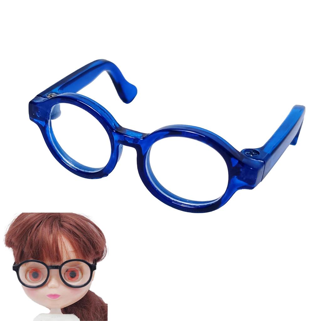 DOYOUCOTO Glasses Plush Doll, Chibi Plush, Oshikatsu, Round Glasses, Mini Doll Parts, Small Plush Toy, Pet Figure, Handmade Material (Clear Navy