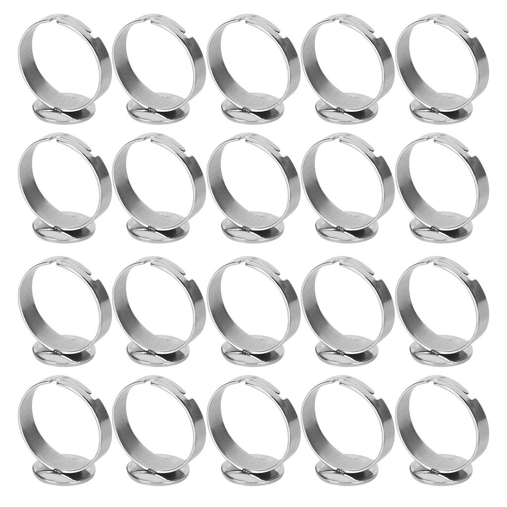 20Pcs Flat Ring Base Adjustable Stainless Steel SemiFinished DIY Jewelry Accessories 12mm