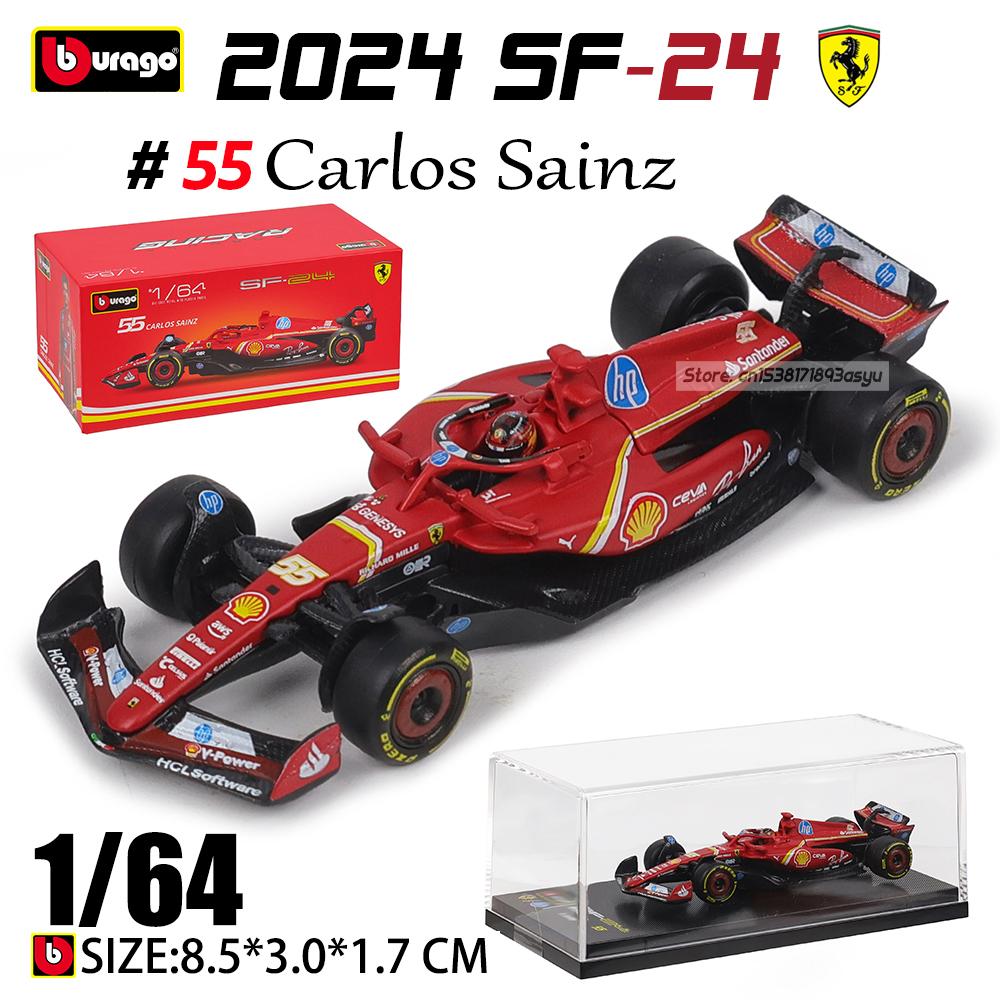 

Bburago 1:64 Sealed packaging 2024 F1 Ferrari SF24 #16 Charles Leclerc #55 Carlos Sainz Model Alloy Car Die Cast Toy Collectible