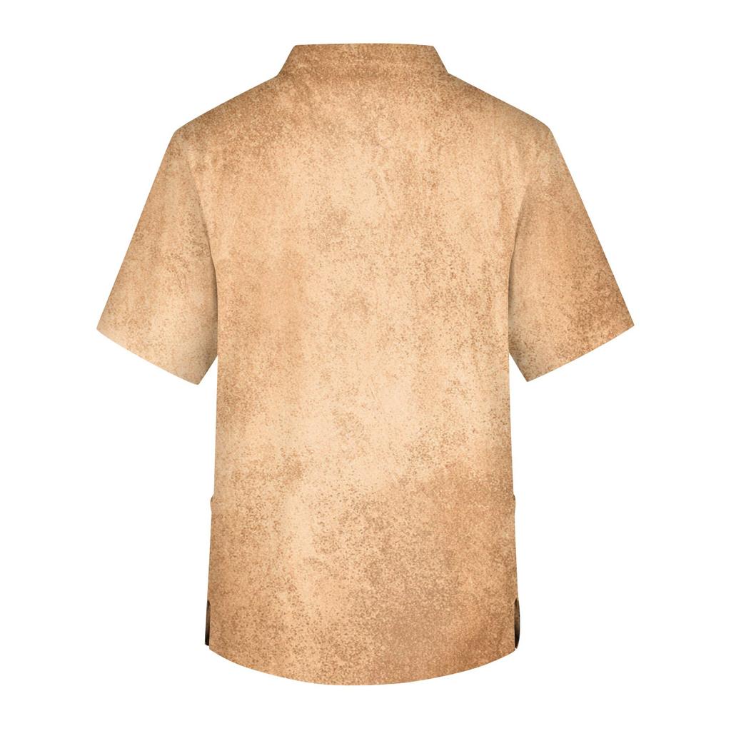 Men's Printing Short Sleeve V-neck Working Blouse Chest Pocket Carer Top