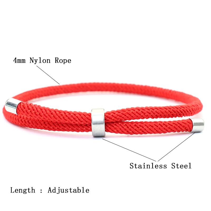 Noter New Lucky Rope Bracelet Unisex Stainless Steel Clasp Adjustable Braclet Friendship Jewelry Accessories Gift For Lovers