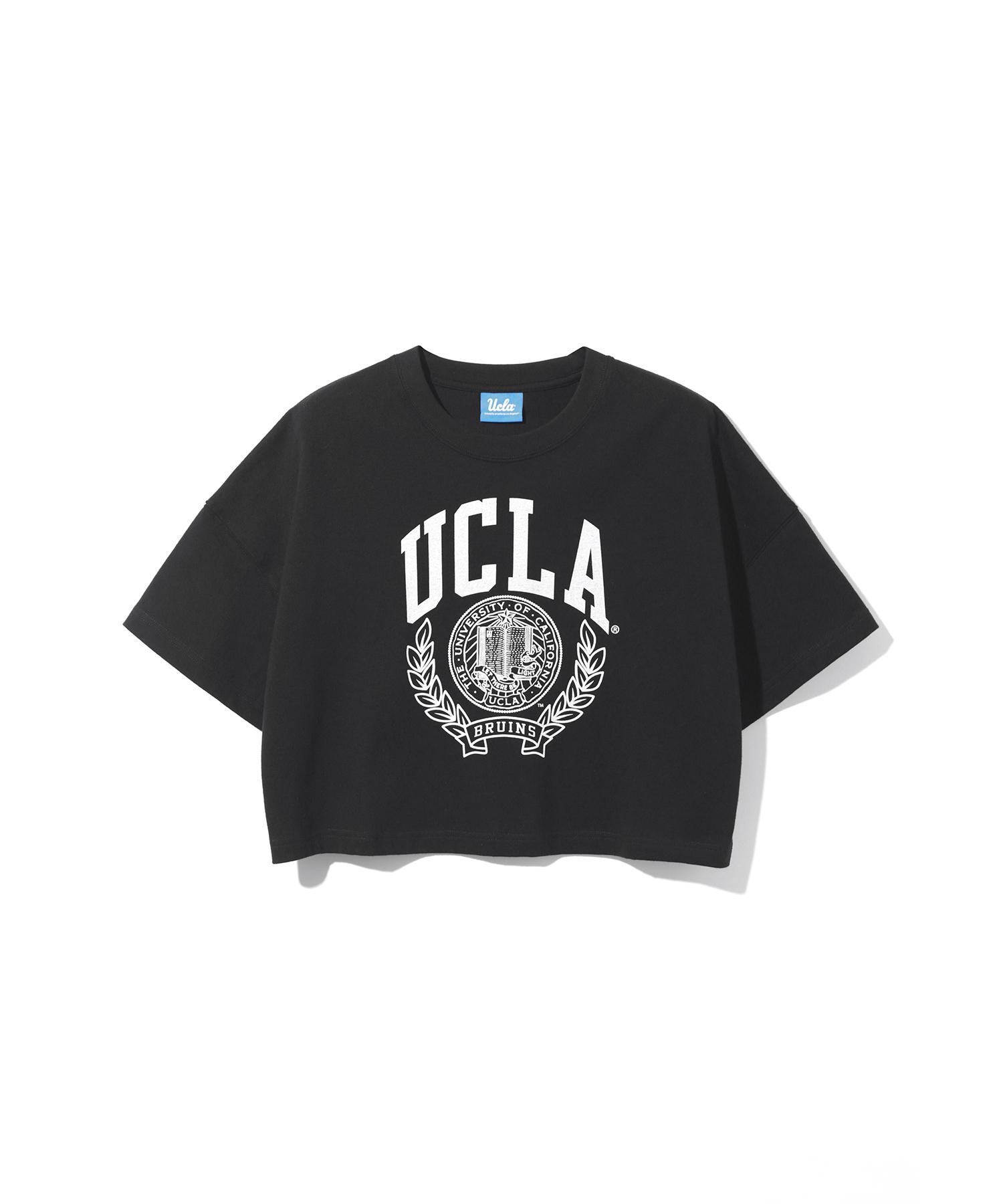Ucla Women S Crest Big Logo Crop Oversized T-Shirt [Black] (Ub5St51) Black(39)/Fff