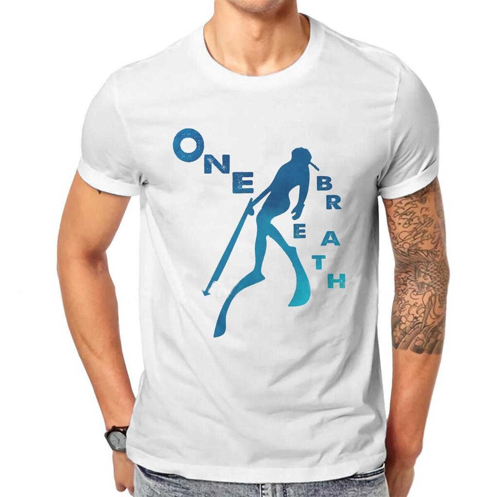 One Breath Spearfishing Freediving Lovers Casual T-Shirt Dive Scuba Diving Style Tops Casual T Shirt Summer Men Clothing Tshirt