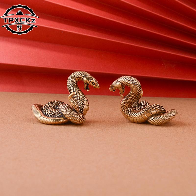 Ornamento vintage a forma di serpente in rame, decorazioni per il tè, statuette di animali antichi, miniature, accessori per la casa e il soggiorno