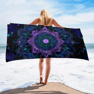 1pc Bohemian Oversized Microfiber Beach Towel - Lightweight Quick-Dry Large Mandala Design, Soft Moisture-Wicking Summer Travel