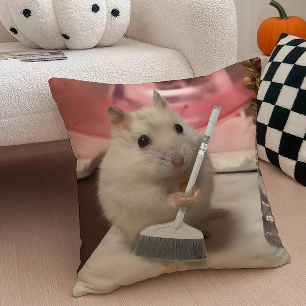 Hilarious Funny Hamster Meme Cute Art Cushion Cover Throw Pillow Cover Hidden Button Durable Polyester Chair Cushion