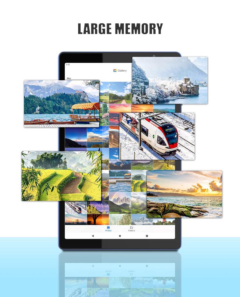 Android 12 4GB 32GB IPS HD Touchscreen und Dual 1TB 6000mAh Lange Akkulaufzeit Tablet, 10-Zoll, RAM, ROM, Quad-Core Tablet, Lautsprecher, 2.4G Wi-Fi,