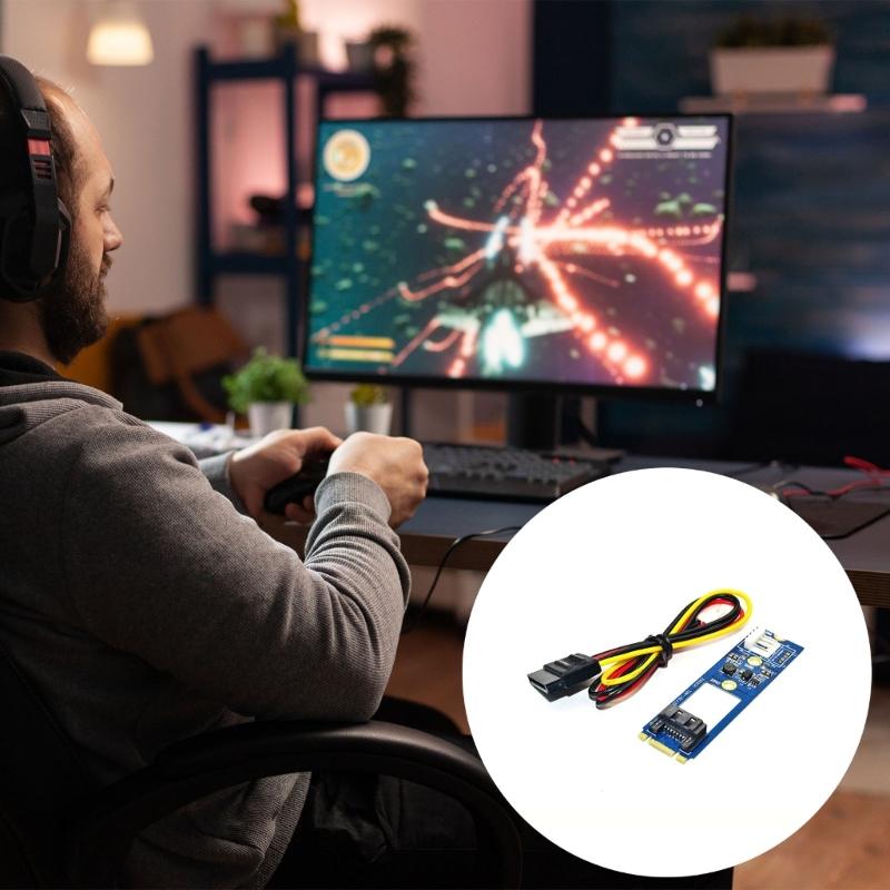 M.2 zu SATA3.0 M.2 7Pin Horizontaler Konverter-Adapterkarte Erweiterungskarte Stromkabel für 2242 2260 2280