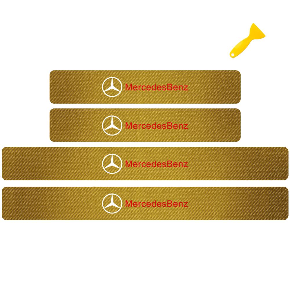 MITV3 4pcs Car Door Sill Anti-Scratch Guard Sticker For Mercedes Benz W203 W206 W212 W167 W166 W247 C E GLA GLC GLE AMG Accessories