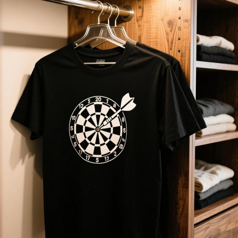 

European sizes Men S Black Printed T-Shirt Classic Crew Neck Short Sleeve Casual Comfortable Breathable Daily Versatile Top Dart Pattern Design S чёрный