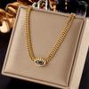 Gold Plated Evil Eye Pendant Necklace, Stainless Steel Cuban Chain Choker, Waterproof Blue Eye Jewelry for Women Gift