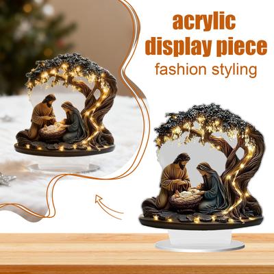 Newborn Christmas Scene Desktop Ornament, 2D Acrylic Nativity Scene, Slim Desktop Christmas Decoration, Christmas Desktop Ornament