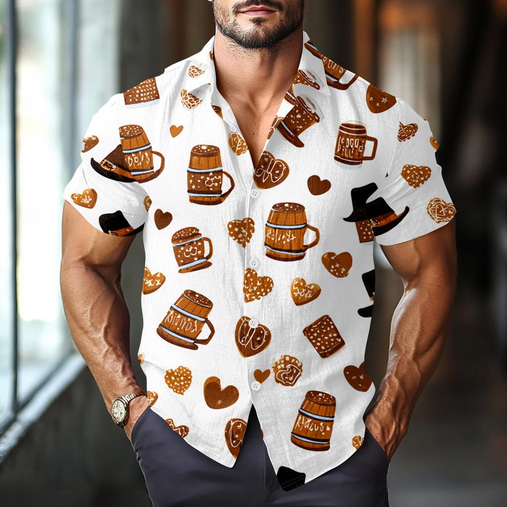 Men's Casual Casual Independence Day Print Short-sleeved Shirt