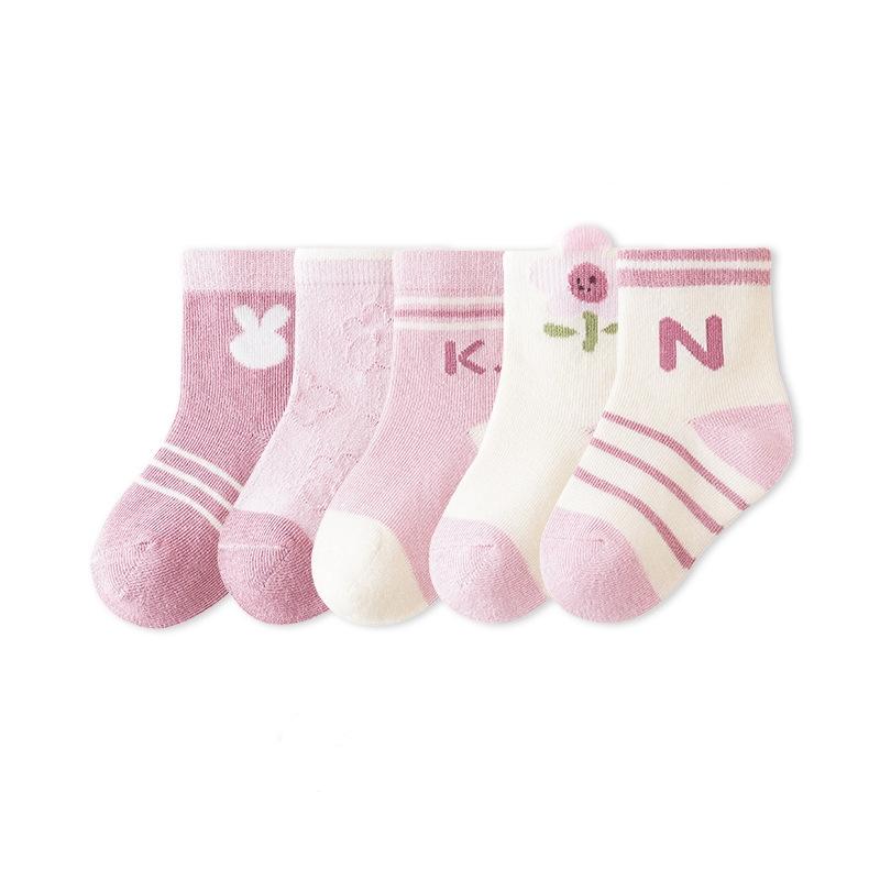 5Pairs/set Baby Socks Cotton Spring Autumn Cartoon Animal Children's Medium Tube Sock Cute Toddler Girls Boys Socks