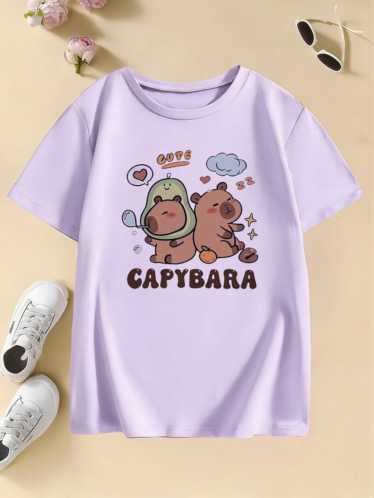 Funny Capybara Girls Design T Shirts Kids Childrens Tshirt Boys Girls Summer Spring Casual Top Tee
