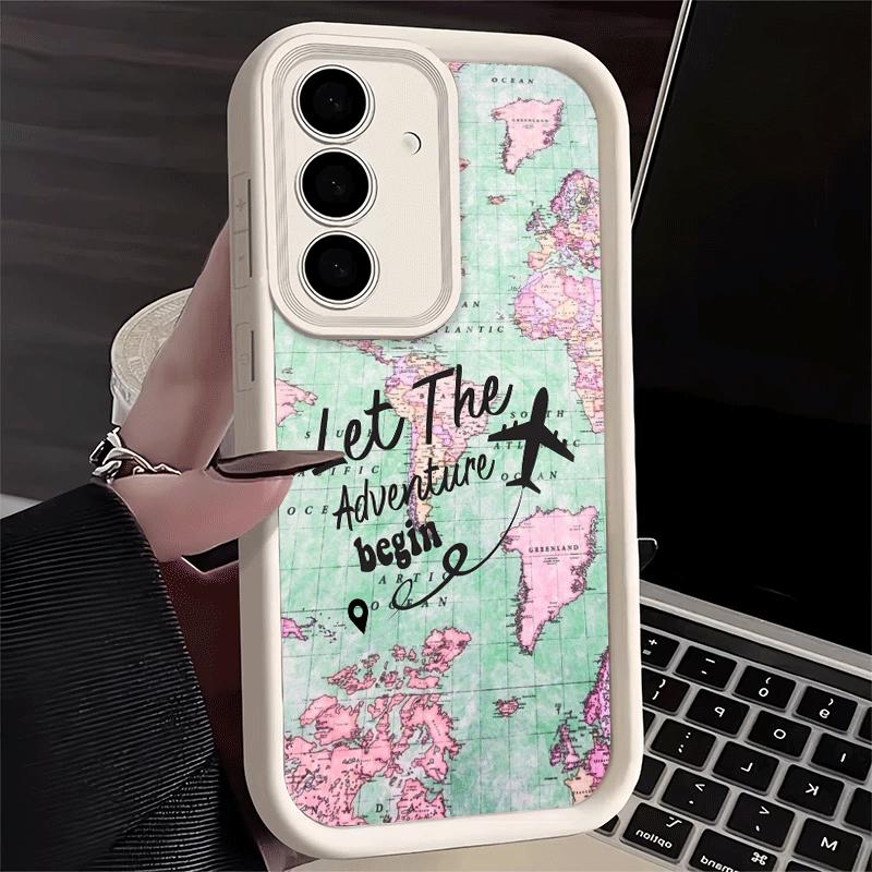 Travel Map Artistic Pattern Soft Phone Case for Samsung Galaxy A17 A16 A26 A36 A56 A15 A25 A35 A55 A14 A24 A34 A54 A13 A23 A33 A