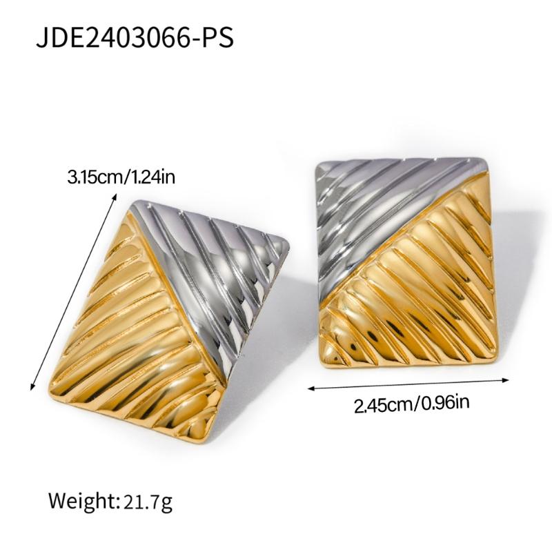 Handmade Gold Silver Geometric Studs Earrings Comfortable Ear Accessories Alloy Jewelry for Women Daily Or Party Wear