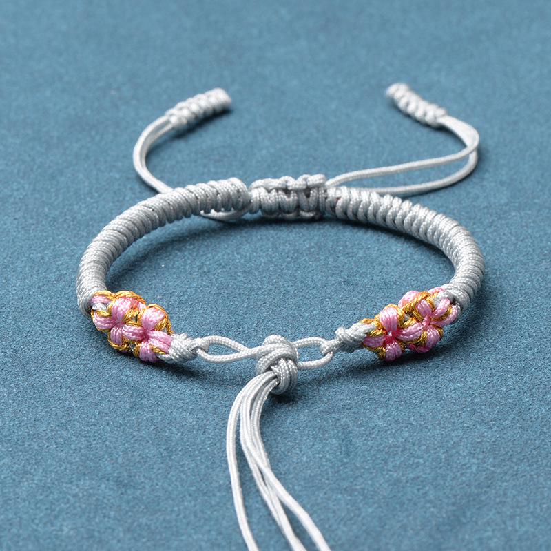 Ręcznie robiona tkana bransoletka z węzłem brzoskwiniowym na sznurku - DIY Szczęśliwy jadeitowy sznurek pleciony ręcznie w stylu chińskim