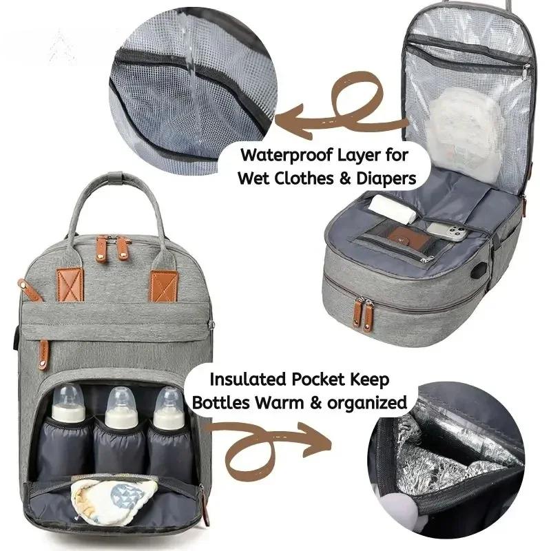Diaper Bag Backpack Baby Essentials Travel Tote Multifunction Waterproof with Changing Station Pad Stroller Straps Big for Mommy
