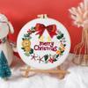 Christmas Pattern CrossStitch Kits Embroidery Starter DIY Kits with Embroidery Clothes Hoop Thread Needle for Beginner