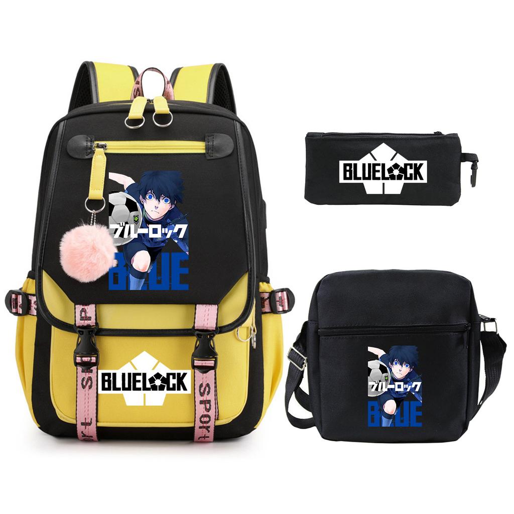 Trend Campus Primary And Secondary School Students Schoolbag Blue Prison Periphery Animation Backpack Pencil Bag
