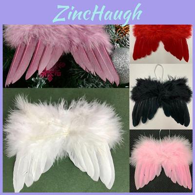Luxurious Feather Angel Wings Vintage Chic Christmas Tree Hanging Ornament For Elegant Holiday Decor