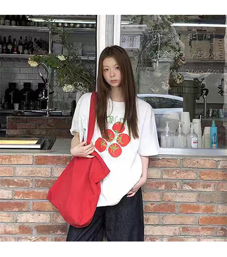 2025 Summer Loose and Slimming Versatile Niche Lazy Casual Daily Commuting Round Neck Short-Sleeved T-Shirt for Girls