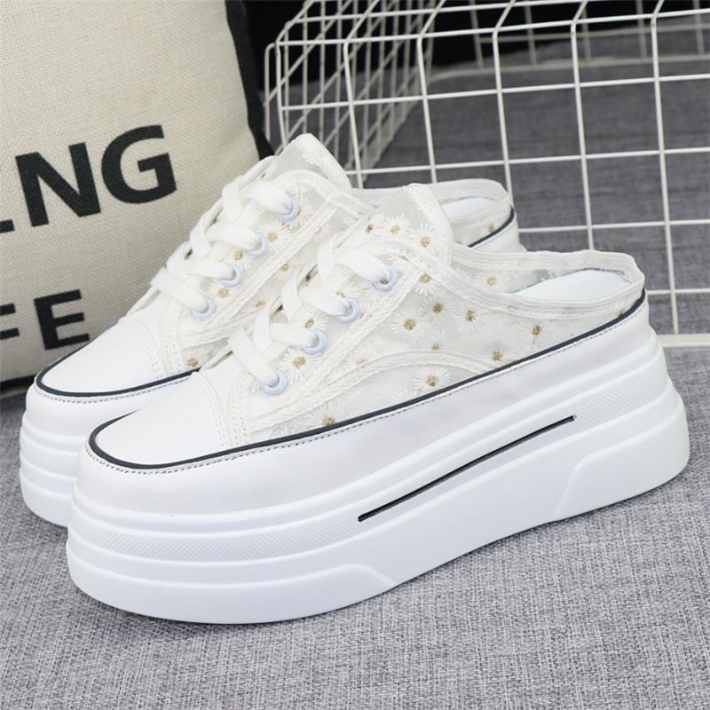 Fashion 8CM Breathable Sneakers Slippers Slides Platform Wedge Ladies Women Sandals Summer Fashion Comfy Sandals Slippers Female Shoes