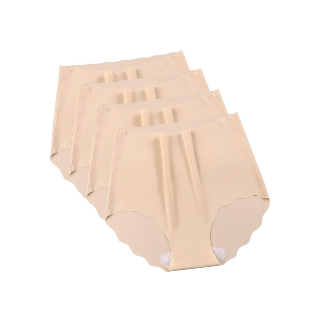 4Pcs/Set Women Seamless Panties Ice Silk Briefs Female Underpants High Waist Panties Ultra-thin Underwear Sexy Lingerie M-XXL