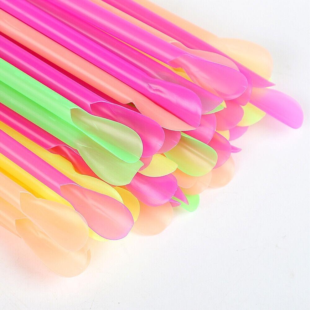 Birthday Wedding Party Colourful Straws Party Celebration Plastic Straws Drinking Straw Bar Pub Slush Straw Spoon
