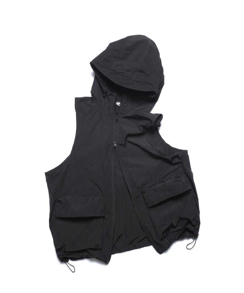 Rockpsycho Nylon Hoodie Vest - Black