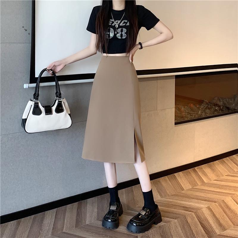 

Autumn Plus Size Slimming A-Line Midi Skirt for Women 2XL