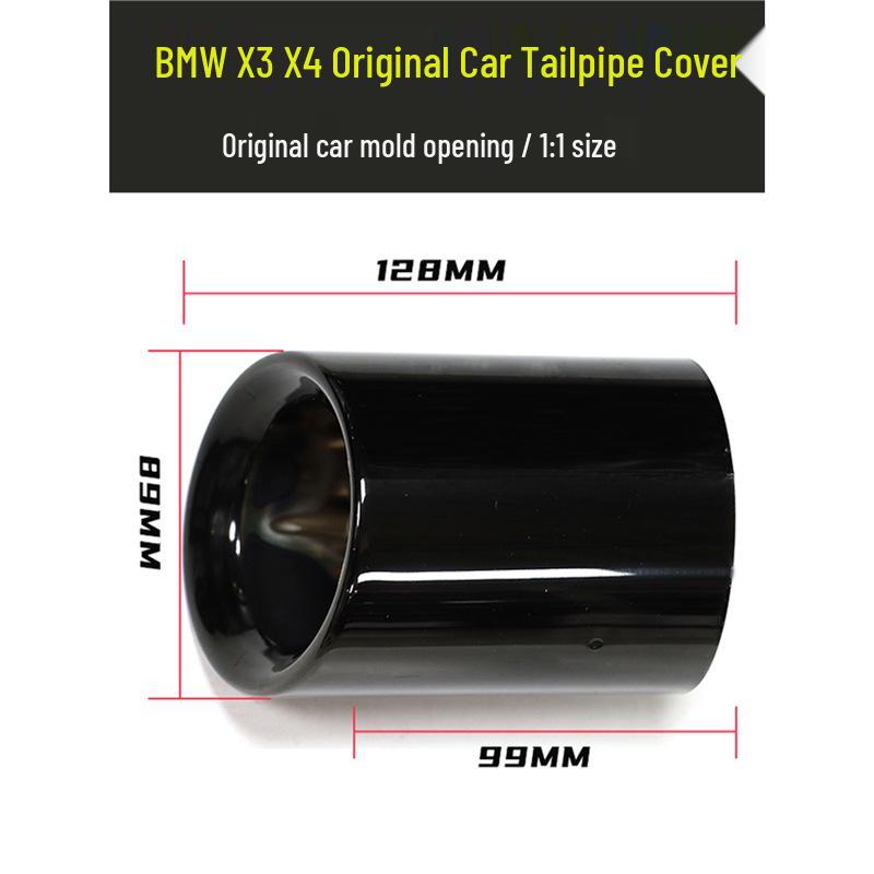 Black Round Tailpipe Cover for BMW X3/X4 G01/G02 - No Damage Installation