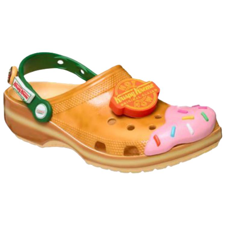 Crocs Krispy Kreme X Classic Clog Glazed Doughnut Unisex Sneakers Tan Green 211443-78Z
