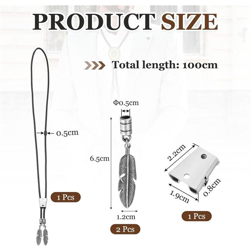 A95D-Bolo Tie Findings Kit,Bolo Tie Accessories Include Slide Clasps,1Yard Black Leather Braided Cord For DIY