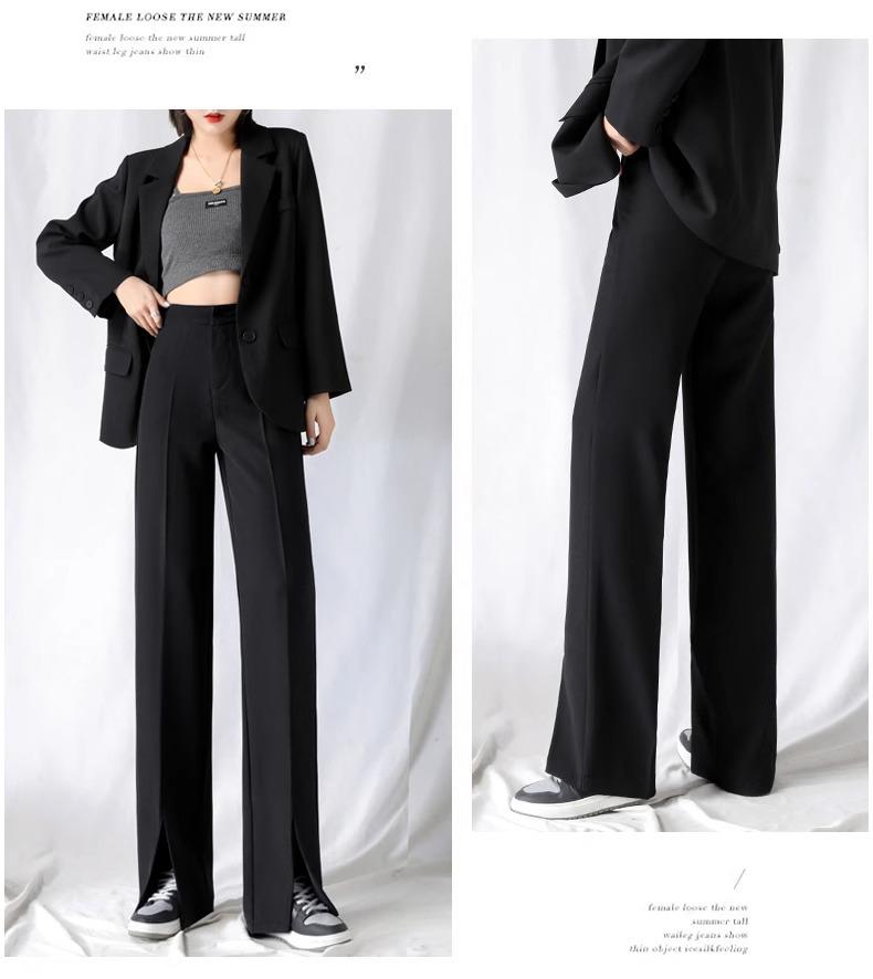 2024 Herbst Damen High-Waist Micro Flare Weitbein Schlitz Anzughose - Vielseitig, Schlankmachend, Lässige Hose